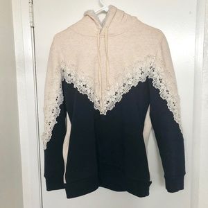 Ray Cassin Fleece Pom Lace Hoodie Sweater